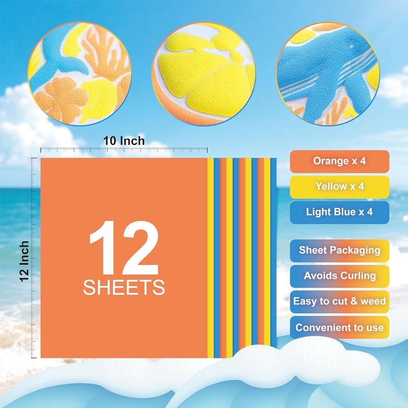HTVJOYDO 12Pcs Puff Vinyl Heat Transfer, 12x10Inch Ocean Brights Colors 3D Puff HTV, DIY Iron-on Vinyl for T-Shirts, Easy to Cut and Weed, Compatible with Cricut or Cameo (Juicy Color) - Image 3